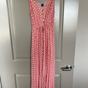 SHEIN Coral Polka Dot Dress